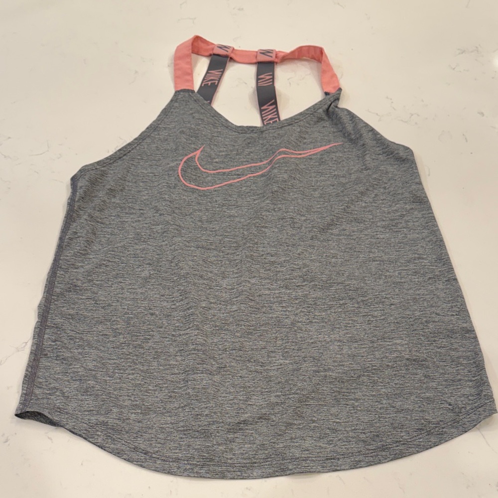 Nike Heather Gray Tank with Pink Straps